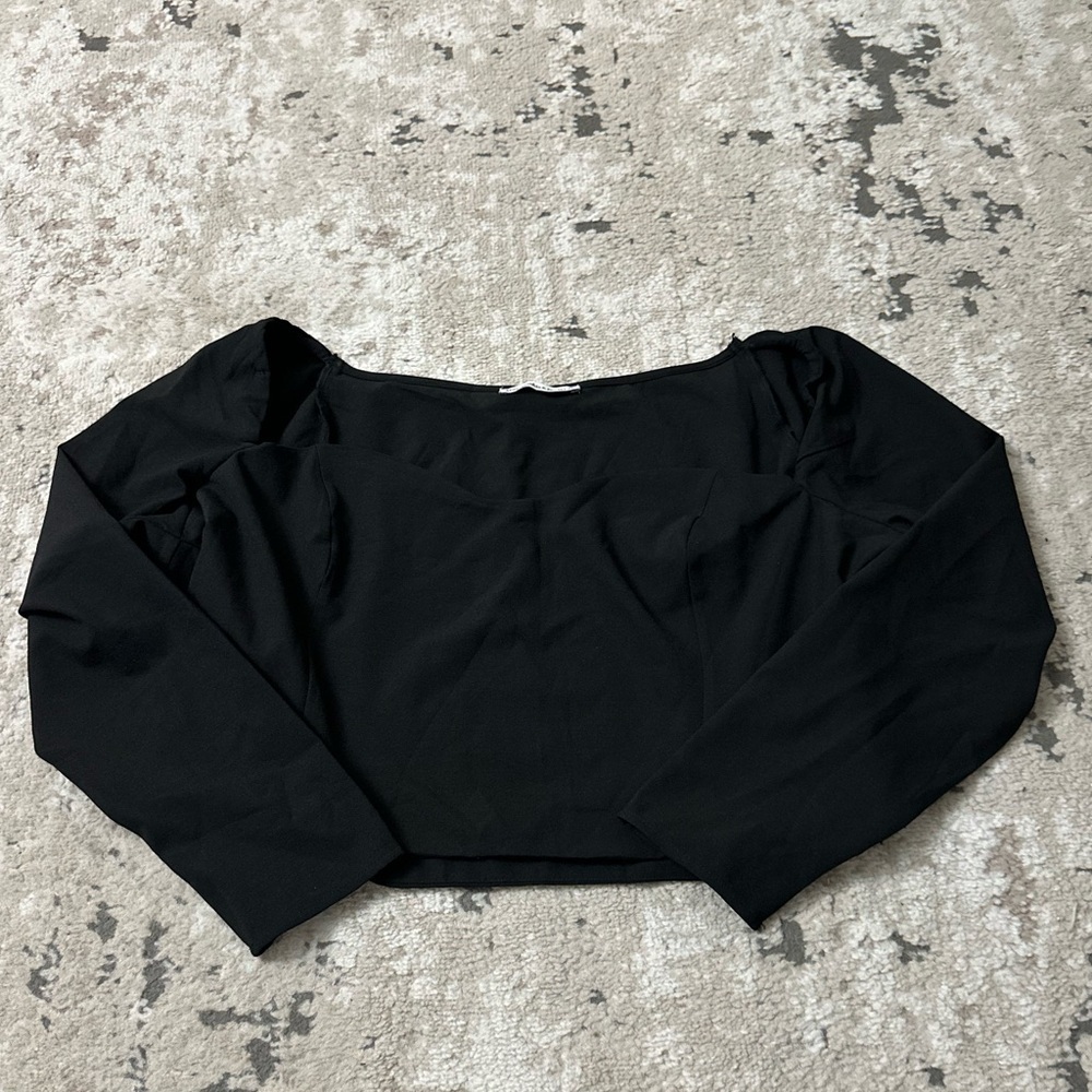 Abercrombie Best Dressed Black Sweetheart Crop Long Sleeve Blouse Size XXL